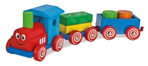 Favonat kockákkal Coloured Train Eichhorn mozdony 2 vagonnal 7 darabos 12 hó-tól Baba játék webáruház - játék rendelés online