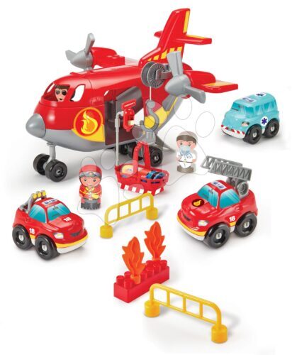 Építőjáték tűzoltók repülőgéppel Abrick Fireman Cargo Plane Écoiffier 4 figura és 3 jármű 18 hó-tól Baba játék webáruház - játék rendelés online