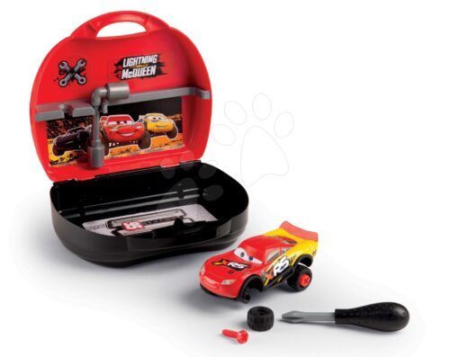 Koffer kisautóval Flash McQueen Cars XRS Smoby és szerszámokkal és 23 kiegészítővel Baba játék webáruház - játék rendelés online