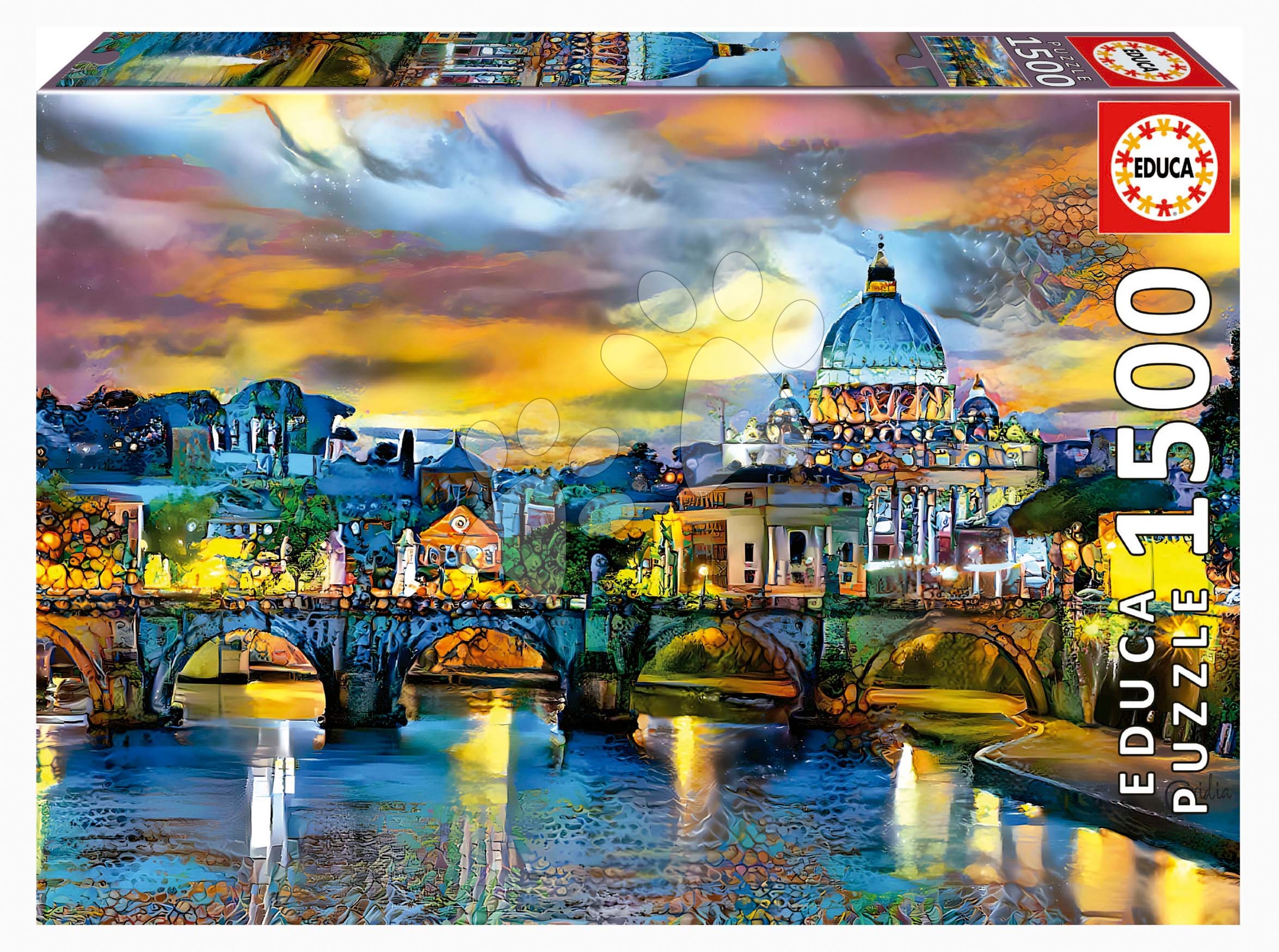 Puzzle St. Peter´s Basilica and the St. Angelo Bridge Educa 1500 darabos és Fix ragasztó Baba játék webáruház - játék rendelés online