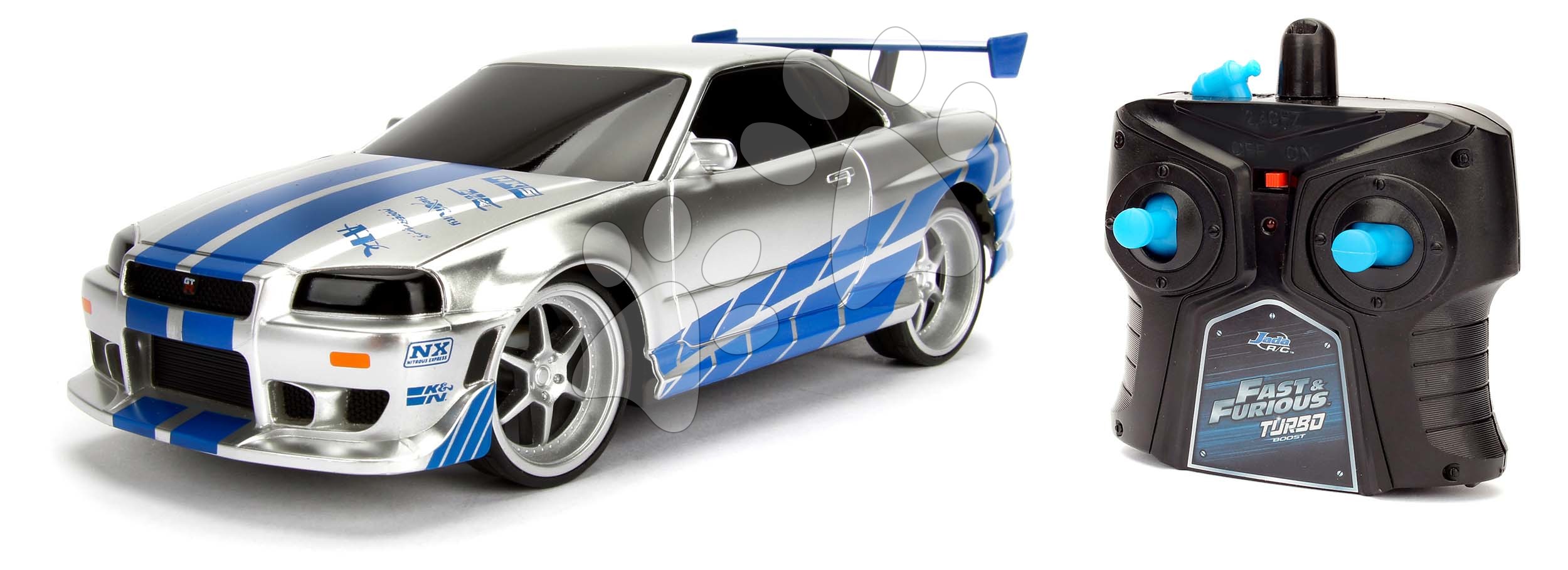 Kisautó távirányítós RC Nissan Skyline GTR Fast & Furious Jada kékes-ezüst hossza 19 cm 1:24 Baba játék webáruház - játék rendelés online