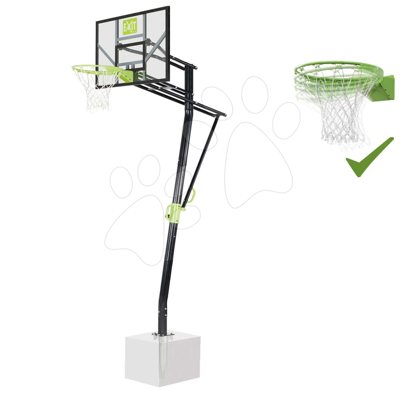 Kosárlabda konstrukció palánkkal és flexibilis kosárral Galaxy Inground Basketball Exit Toys acél talajba rögzíthető magasságilag állítható Baba játék webáruház - játék rendelés online