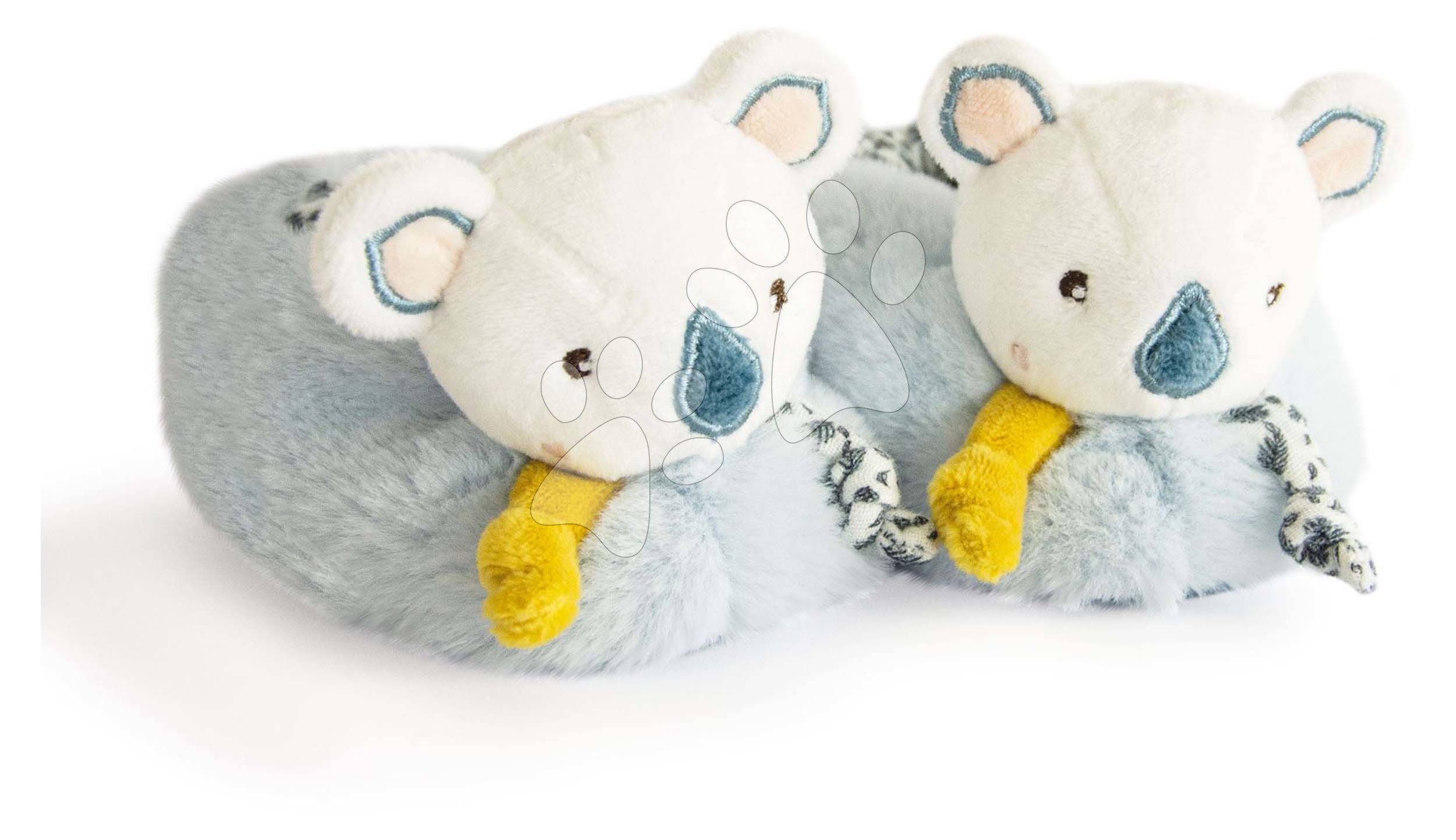 Papucsok kisbabának csörgővel Yoca le Koala Doudou et Compagnie kék ajándékcsomagolásban 0-6 hó Baba játék webáruház - játék rendelés online
