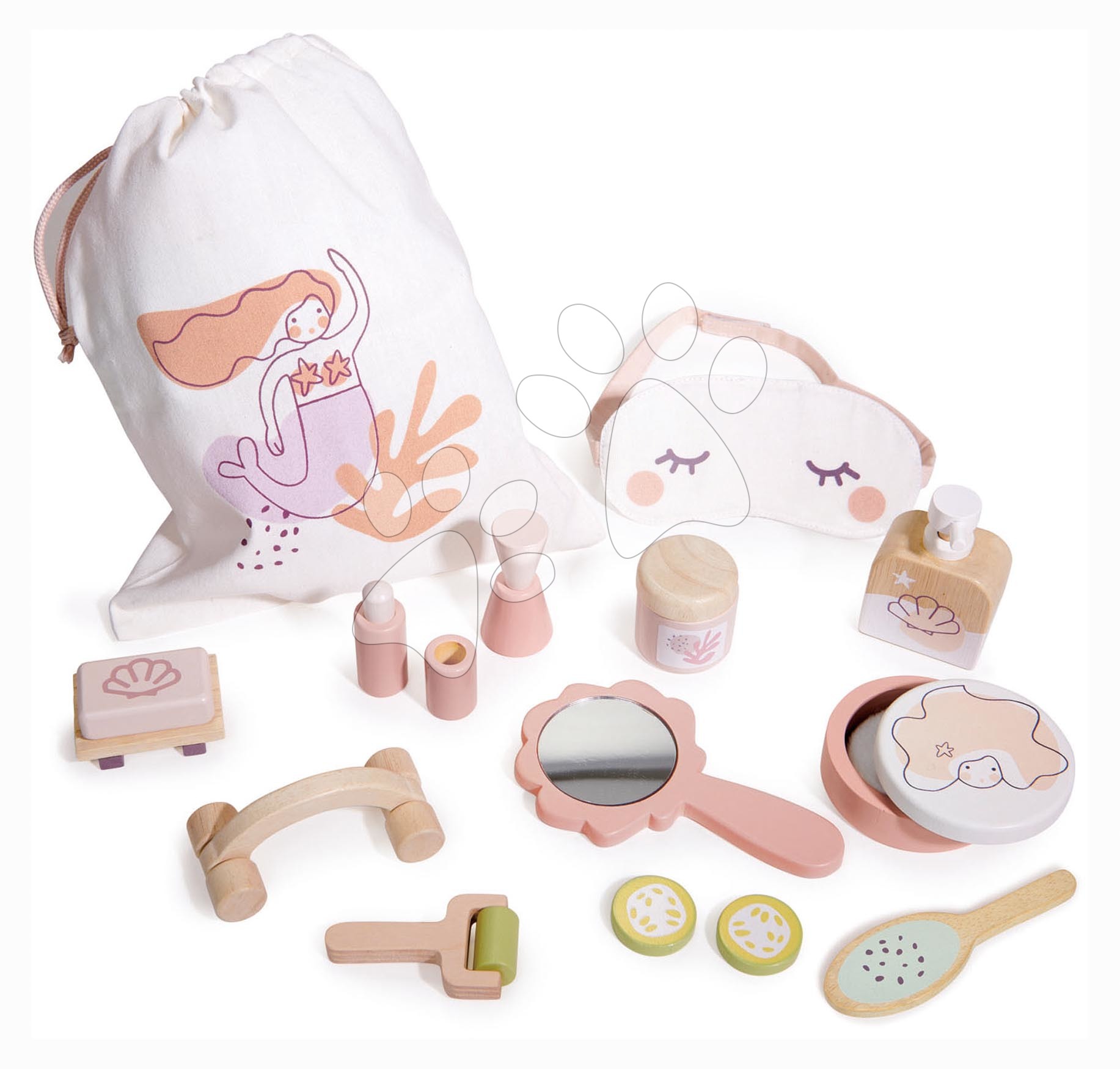 Fa fürdőszoba készlet játékbabának Spa Retreat Set Tender Leaf Toys textil táskában 11 kiegészítővel Baba játék webáruház - játék rendelés online